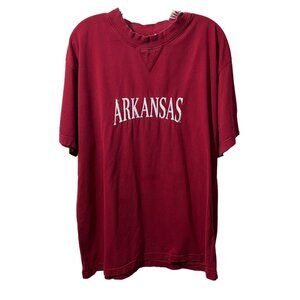 RedOak Sportwear Arkansas Razorback Football T-Shirt XL Embroidered Burgundy Red